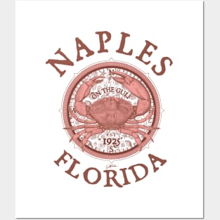 Naples, Florida, Stone Crab on Wind Rose Posters and Art